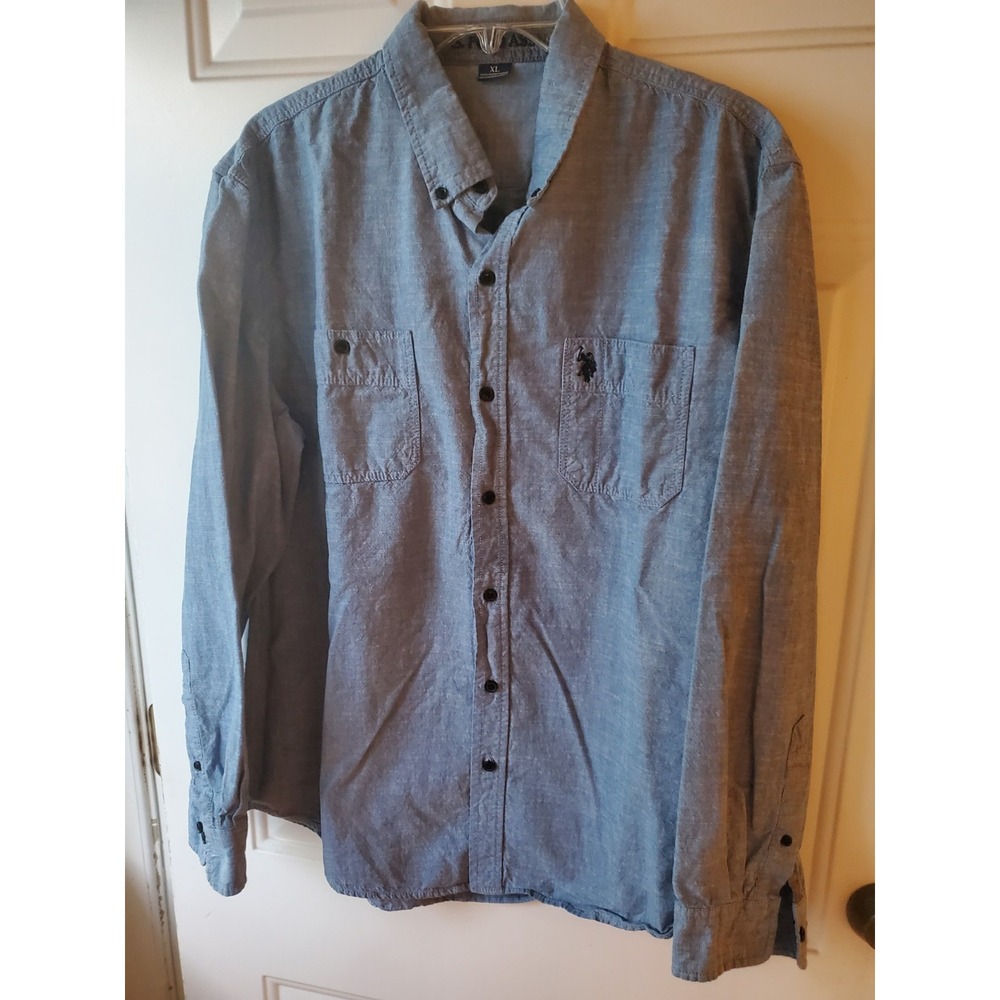U.S. Polo Assn Denim Jean Shirt XL Lng Slv 100 Cotton Button Down Preppy Classic